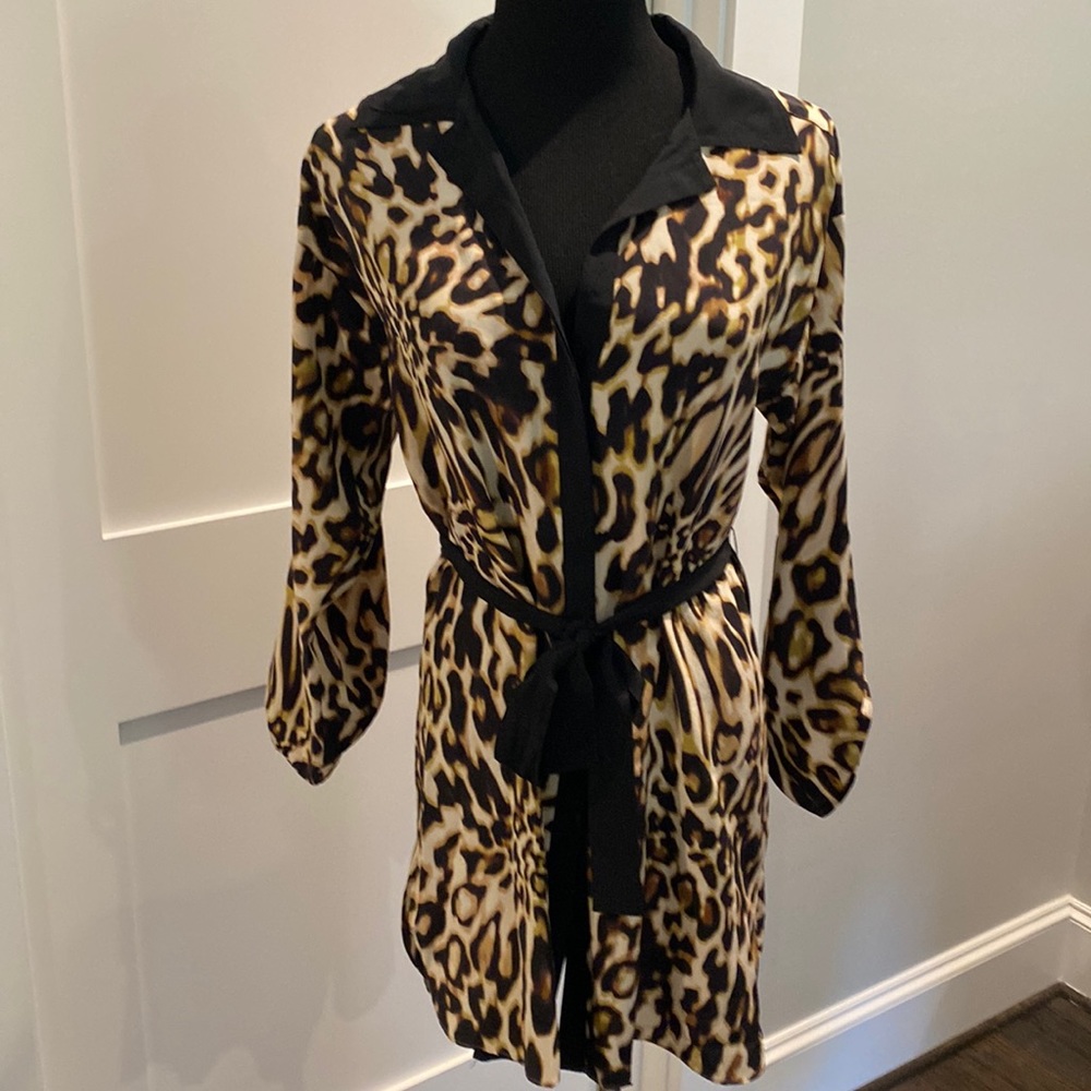 Etcetera Leopard Print Tie Blouse